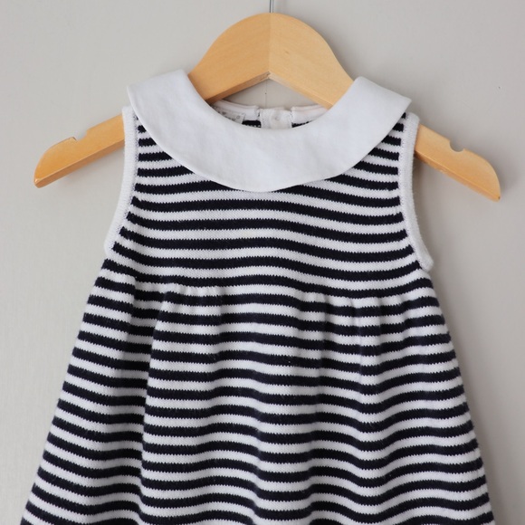 Kissy Kissy Striped Embroidered Nautical Cotton Knit Dress 6/9M - Picture 2 of 9